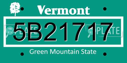 5B21717 Vermont License Plate