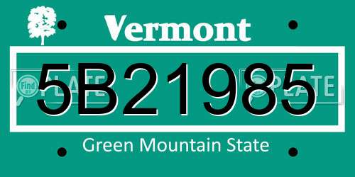 5B21985 Vermont License Plate