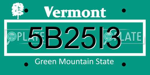 5B25I3 Vermont License Plate