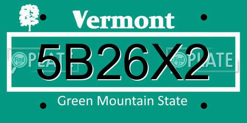 5B26X2 Vermont License Plate