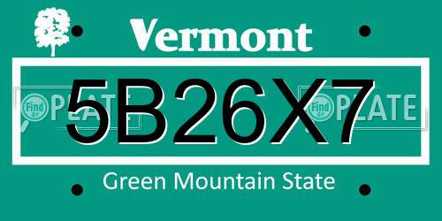 5B26X7 Vermont License Plate