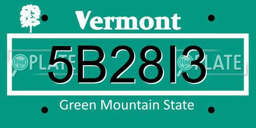 5B28I3 Vermont License Plate