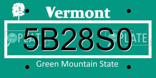 5B28S0 Vermont License Plate