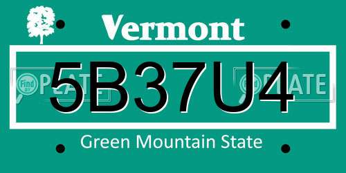 5B37U4 Vermont License Plate