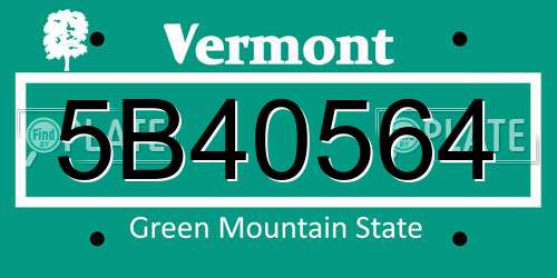 5B40564 Vermont License Plate
