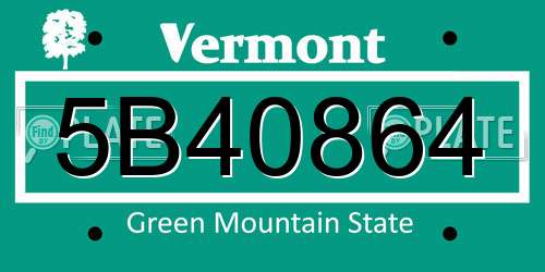 5B40864 Vermont License Plate