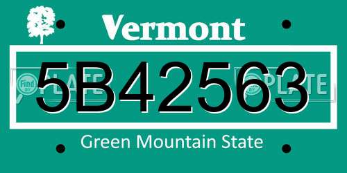 5B42563 Vermont License Plate