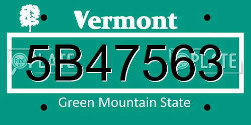 5B47563 Vermont License Plate