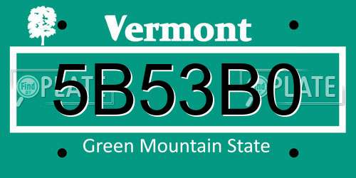 5B53B0 Vermont License Plate