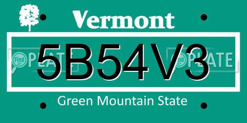 5B54V3 Vermont License Plate