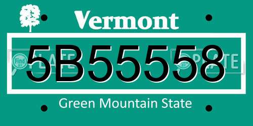 5B55558 Vermont License Plate