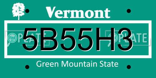 5B55H3 Vermont License Plate