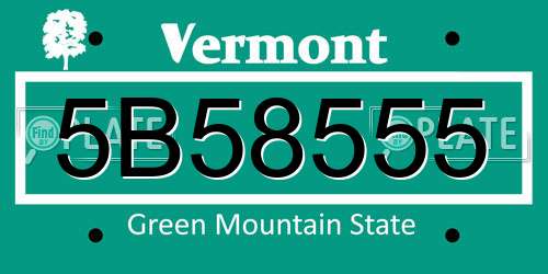 5B58555 Vermont License Plate