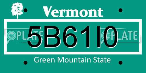 5B61I0 Vermont License Plate