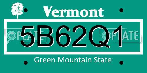 5B62Q1 Vermont License Plate