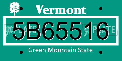 5B65516 Vermont License Plate