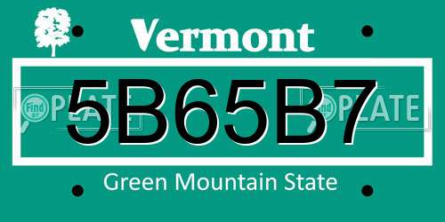 5B65B7 Vermont License Plate