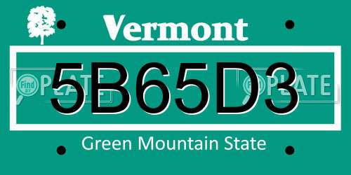 5B65D3 Vermont License Plate