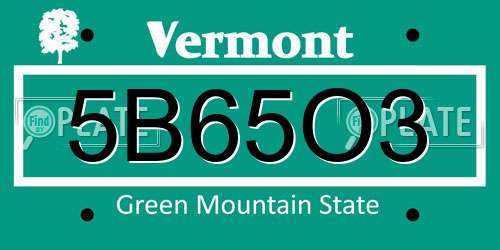 5B65O3 Vermont License Plate