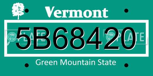 5B68420 Vermont License Plate