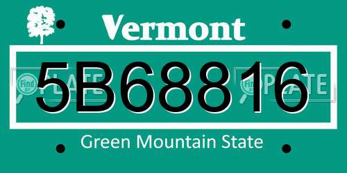 5B68816 Vermont License Plate