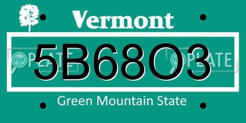 5B68O3 Vermont License Plate