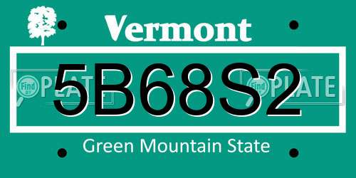 5B68S2 Vermont License Plate