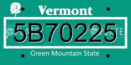 5B70225 Vermont License Plate