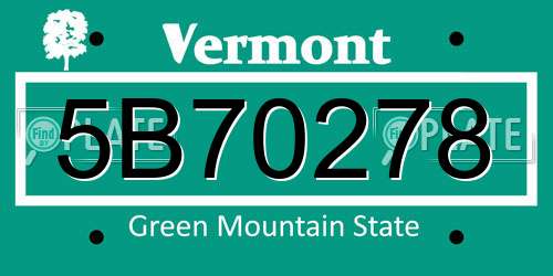 5B70278 Vermont License Plate