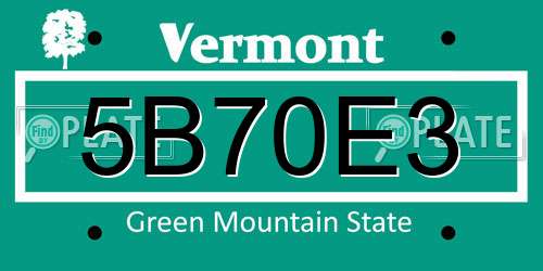 5B70E3 Vermont License Plate