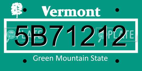 5B71212 Vermont License Plate