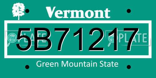 5B71217 Vermont License Plate