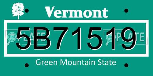 5B71519 Vermont License Plate