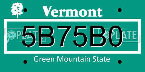 5B75B0 Vermont License Plate