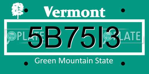 5B75I3 Vermont License Plate