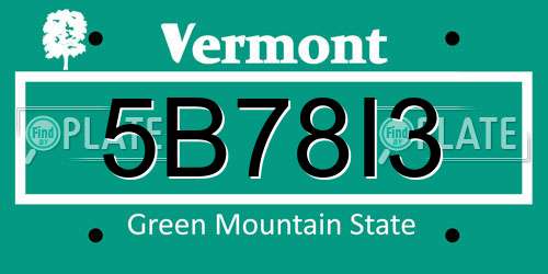 5B78I3 Vermont License Plate