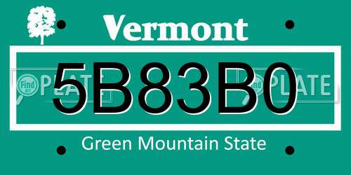 5B83B0 Vermont License Plate