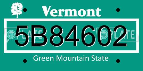 5B84602 Vermont License Plate