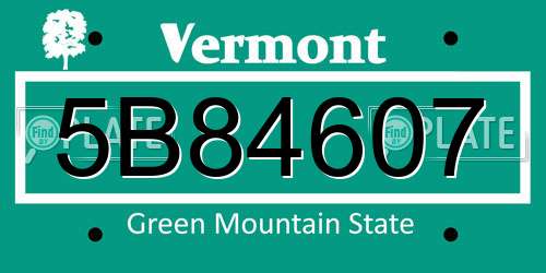 5B84607 Vermont License Plate