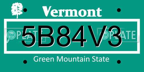 5B84V3 Vermont License Plate
