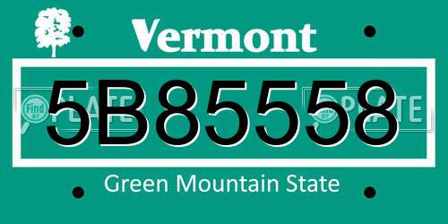 5B85558 Vermont License Plate