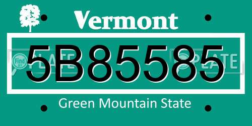 5B85585 Vermont License Plate
