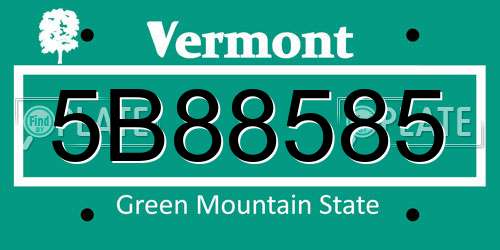 5B88585 Vermont License Plate