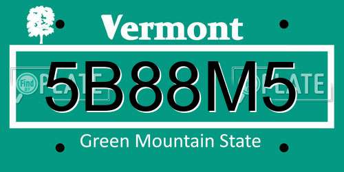 5B88M5 Vermont License Plate