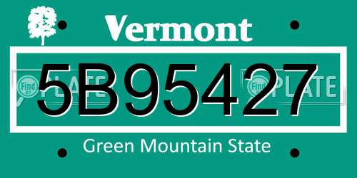 5B95427 Vermont License Plate