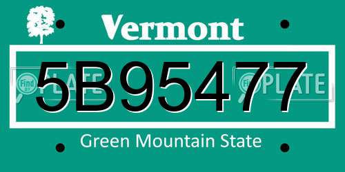 5B95477 Vermont License Plate