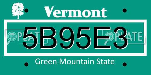 5B95E3 Vermont License Plate