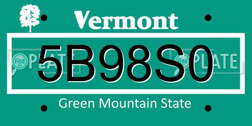 5B98S0 Vermont License Plate