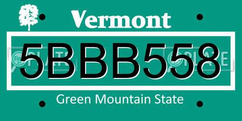 5BBB558 Vermont License Plate