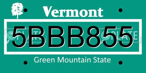 5BBB855 Vermont License Plate